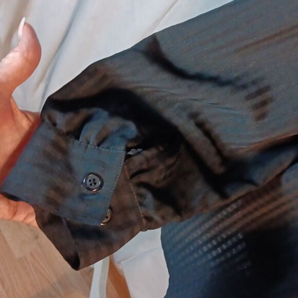 Black Simi Sheer Striped Button-Up Blouse - Picture 4 of 6